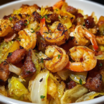 Fried Cabbage with Shrimp, Sausage & Bacon