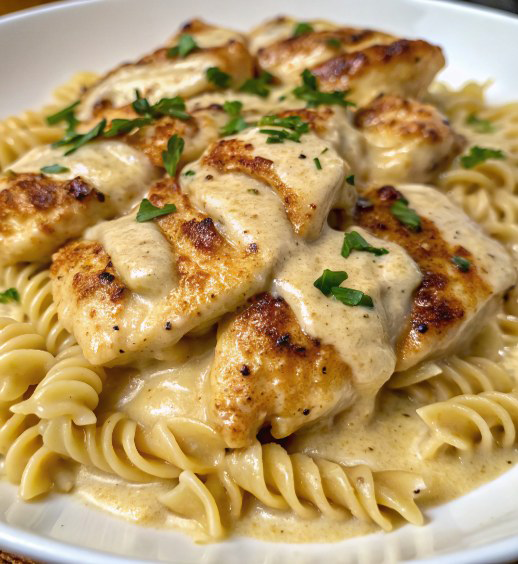 Garlic Butter Chicken Rotini with Creamy Parmesan Sauce