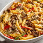 Philly Cheesesteak Pasta Bake