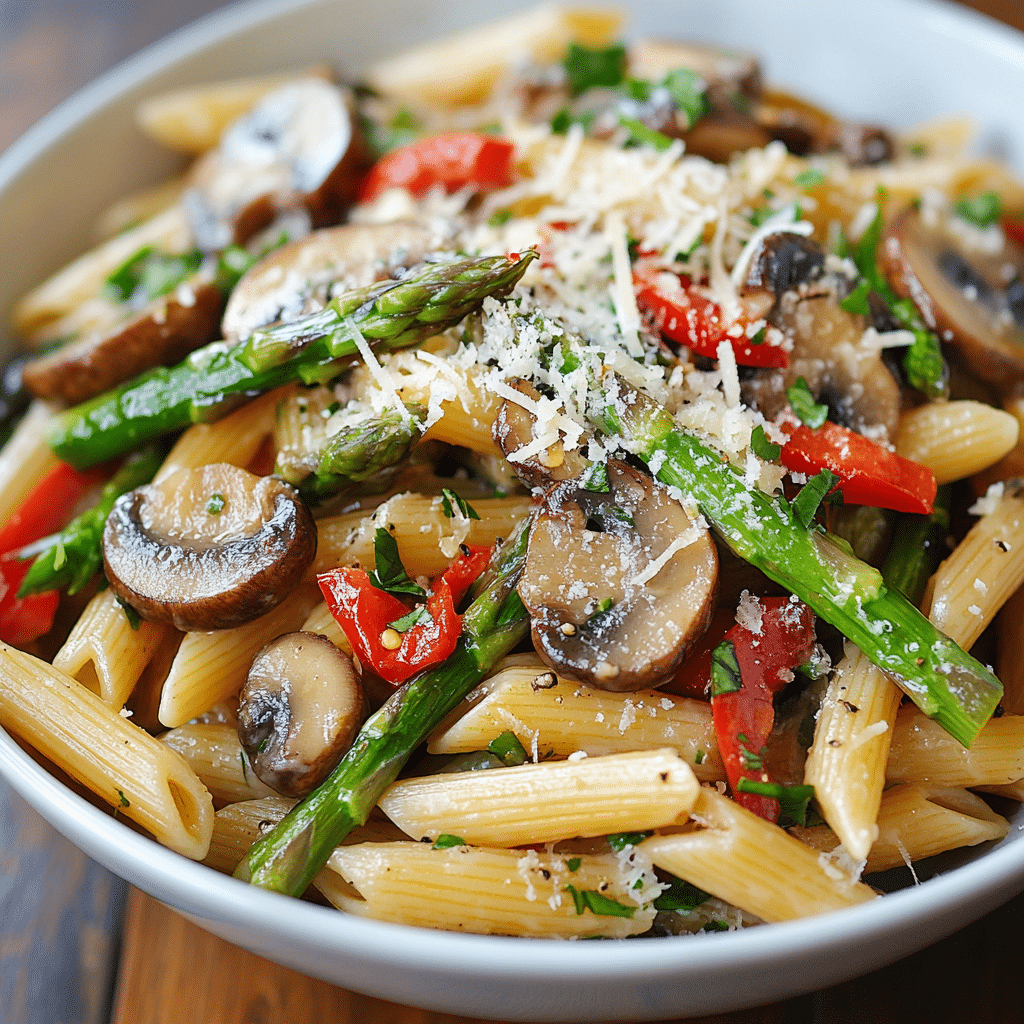 asparagus mushroom red pepper pasta recipe