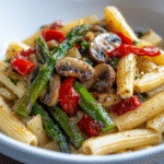 asparagus mushroom red pepper pasta recipe