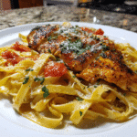 Creamy Cajun Chicken Pasta with parsley garnish