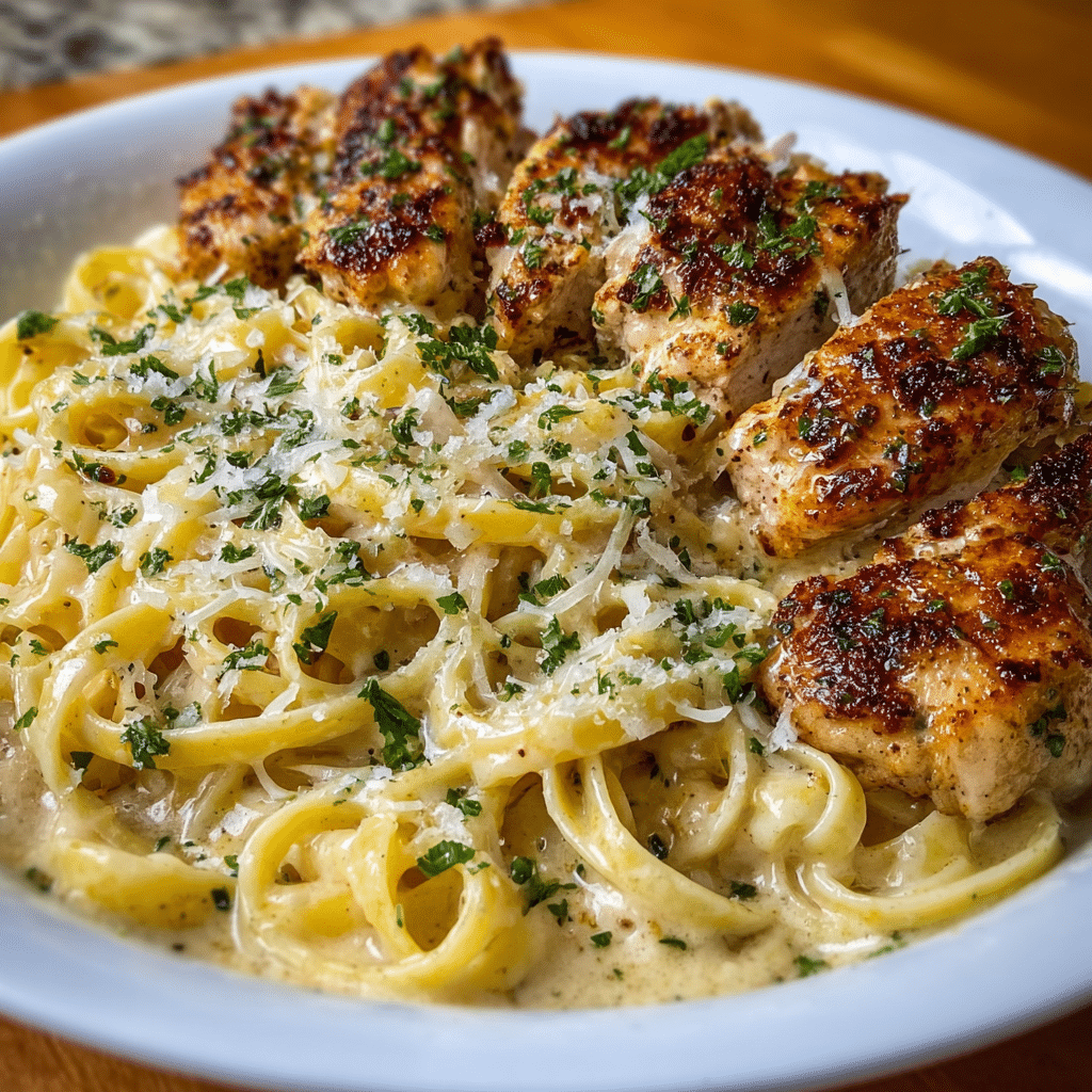 Creamy garlic parmesan pasta with chicken